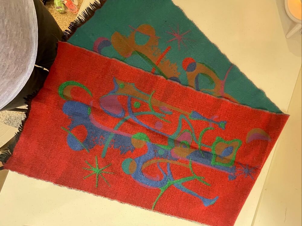Vintage 80s Cosi L'Uomo Reversible Wool Abstract Postmodern Scarf Wrap